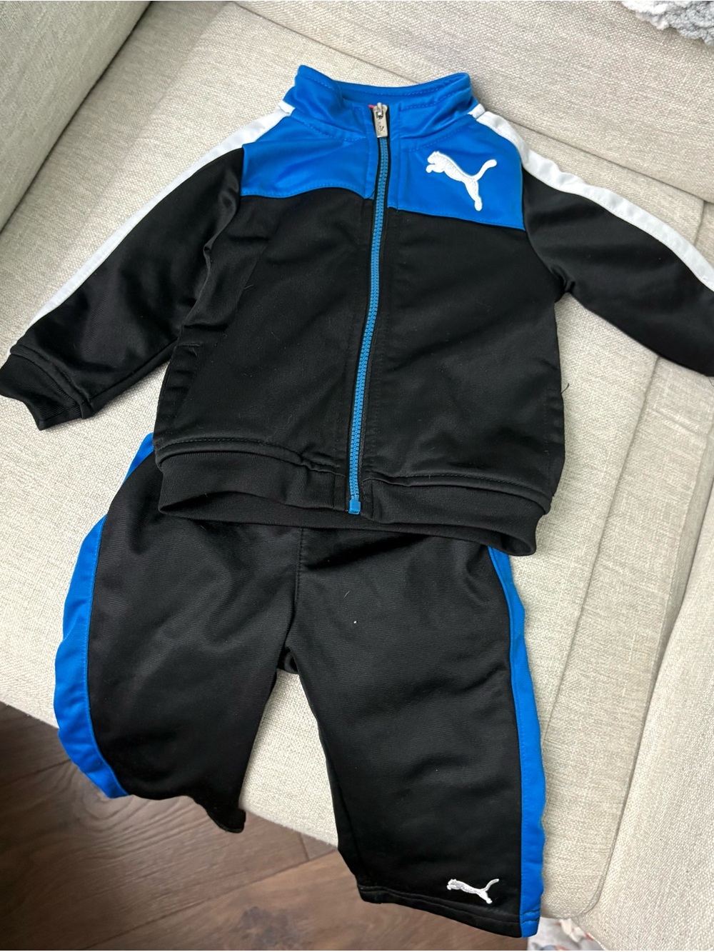 Puma Kids Black and Blue Track Jacket & Joggers